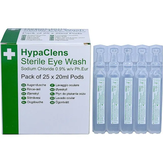 Confezione cialde lavaggio occhi sterili pronto soccorso sicurezza Hypaclens 25 E401APK25