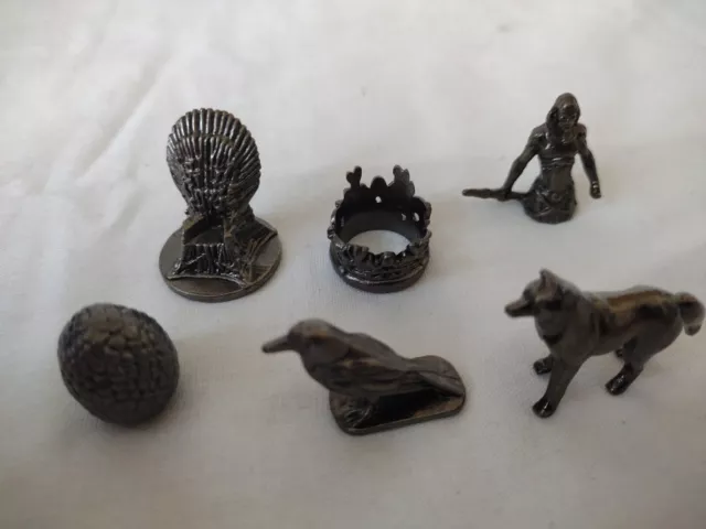 Monopoly SET OF 6 METAL - GAME OF THRONES Playing Pieces Tokens