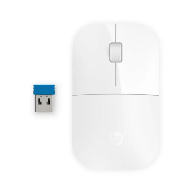 HP Z3700 White 2.4 GHz USB Slim Wireless Mouse with Blue LED1200 DPI Optical Sen