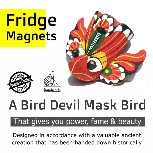 Fridge Magnet Ceylon Traditional Mask Bird Devil Gurulu Handmade Gift home décor
