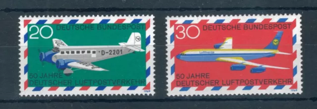 Germany 1969 Anniversary of German Airmail Services stamps. MNH. Sg 1482-1483