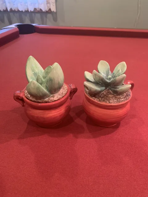 Mikasa Cactus in a Pot KT551 Sugar Bowl With Lid and Creamer