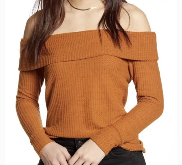 NWT BP. Womens OTS Waffle Knit Thermal Top Rust Umber Size S