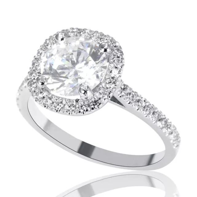 1 Carat F VS2 Real Diamond Engagement Ring Round Cut 14K White Gold