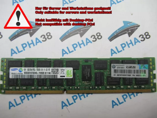 Samsung 8 GB Rdimm ECC Reg DDR3-1333 HP Proliant DL360e Gen8 Serveur RAM