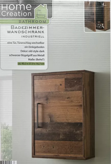 Home Creation Badezimmer Schrank Wandschrank Industriell old style dark