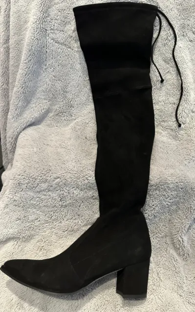 Stuart Weitzman Stretch Black Suede Over-the-Knee Boots 8.5 Worn Once