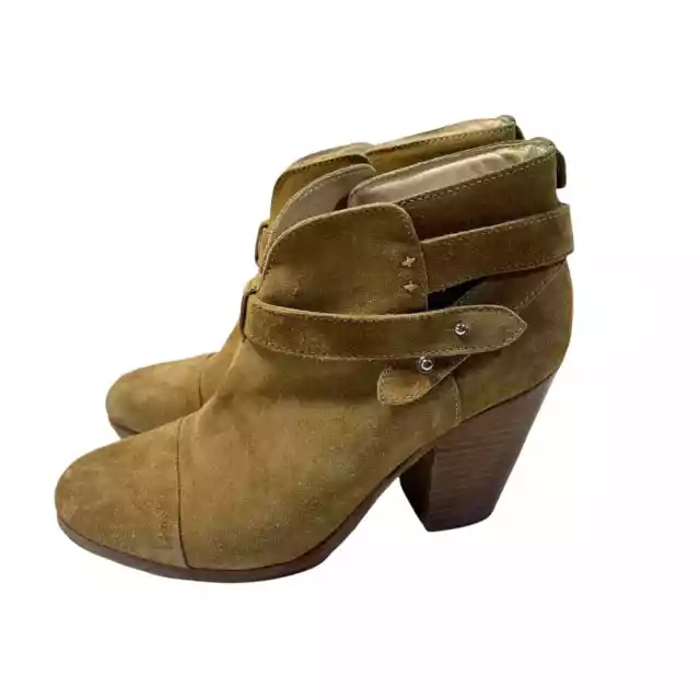 Rag & Bone Womens HARROW Ankle Boots US 9 39 Camel Tan Suede Stacked Heel Bootie 3