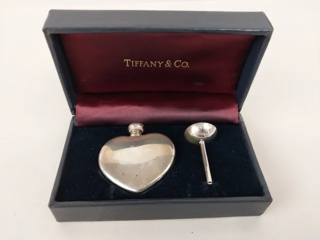 Vintage Tiffany And Co Sterling Heart Perfume Bottle And Funnel In
