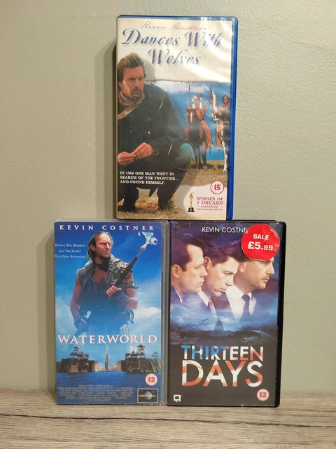 KEVIN COSTNER 3 VHS Bundle Dances With Wolves Waterworld Thirteen Days ...