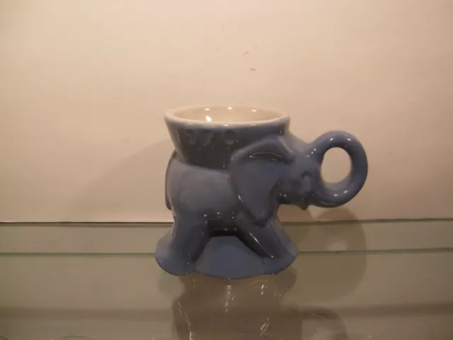 💥 FRANKOMA Pottery ☆ 1970 GOP Blue Republican Elephant Mug