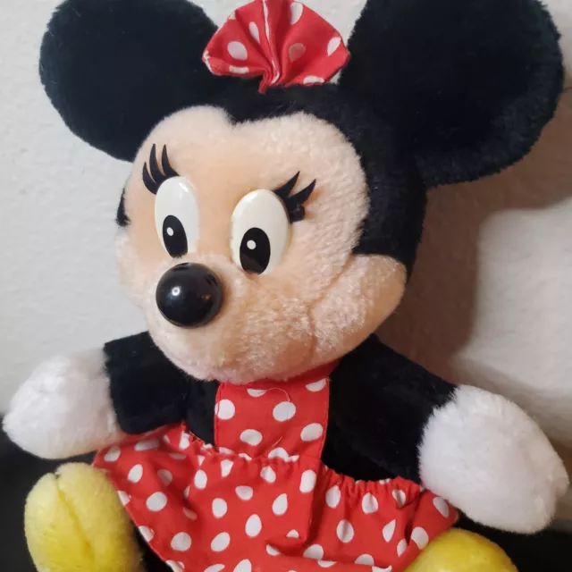 MINNIE MOUSE Disneyland Walt Disney World Tag Vintage 8” Sitting Plush Eyelashes 2