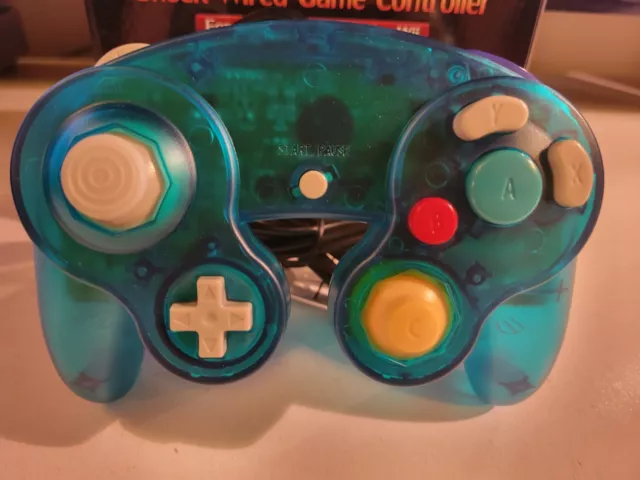 NEW Shock Wired Game Controller Pad for Nintendo GameCube & Wii CLEAR BLUE