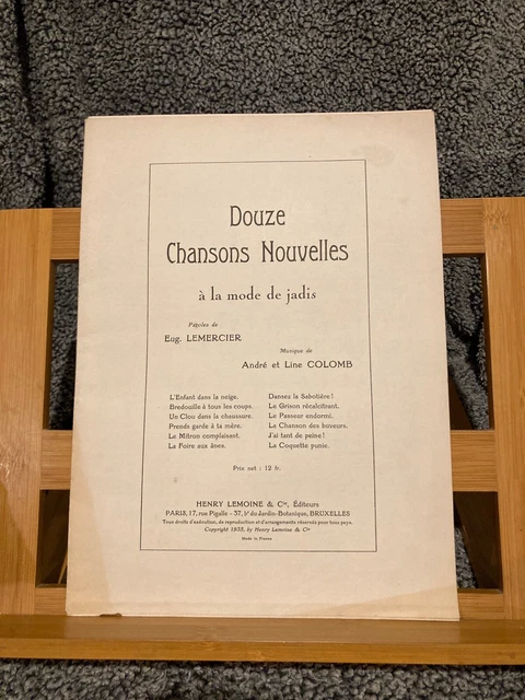 A. & L. Colomb E. Lemercier 12 chansons nouvelles partition chant piano Lemoine