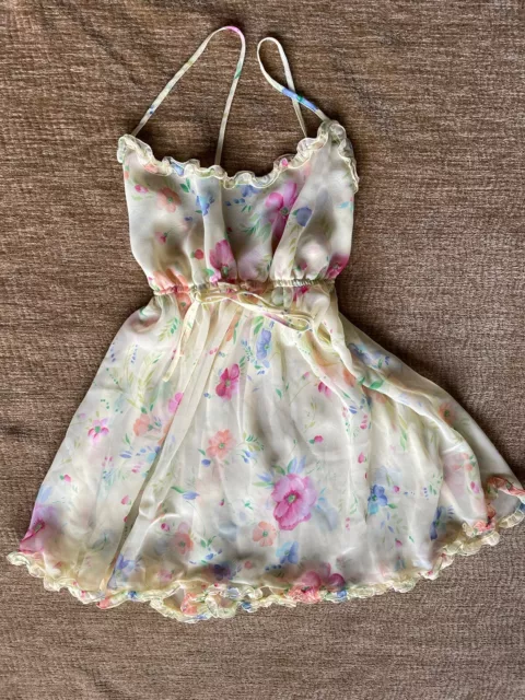 Rare! Vintage Victoria’s Secret Yellow Floral Chemise Slip Dress L