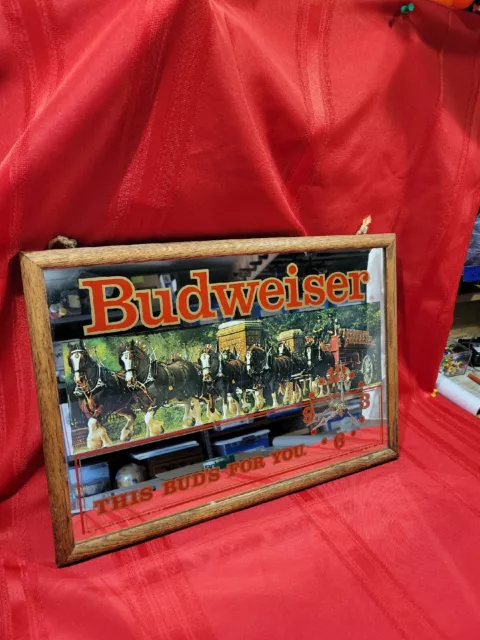 Vintage Budweiser Clydesdales mirror bar clock Stamford Art Clock Does Not work