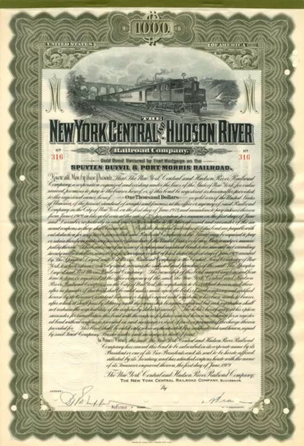 New York Central and Hudson River Railroad - $1000 Railway Gold Bond - Railroad