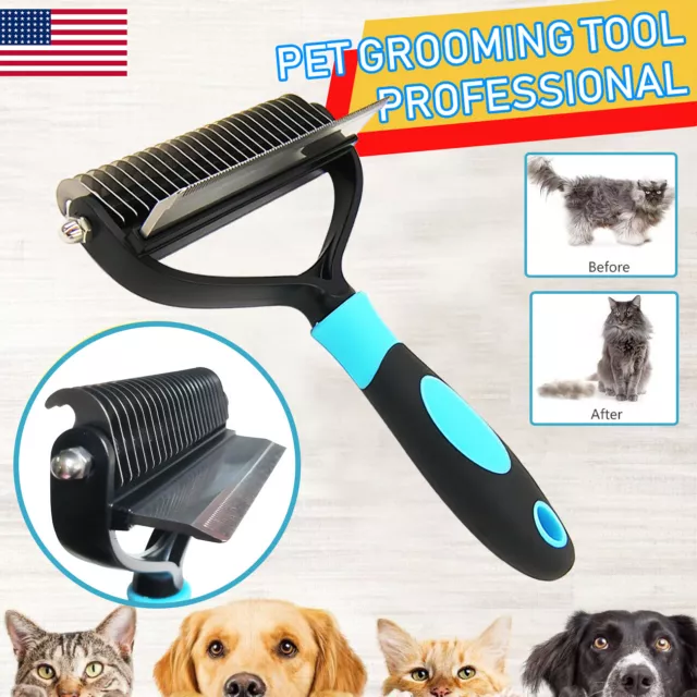 2side Dog Brush for Shedding Dematting Pet Grooming Cat Hair Undercoat Rake Comb