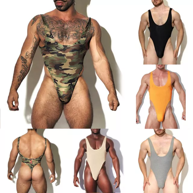 Men Leotard Sport Bodysuit Swimming Wrestling Singlet Stretchy Club Wear Sexy 2