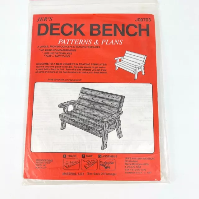 Banco de cubierta Jer's Patterns & Plans Build Yourself J00703