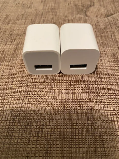 2X Genuine Apple 5W USB Power Adapter Charger Wall Plug Cube Green Dot RARE