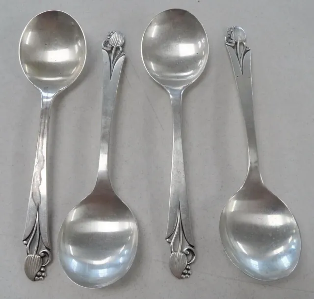 Antique 1945 Frank W Smith Co Sterling Silver Woodlily Flatware Lot of 4 Spoons