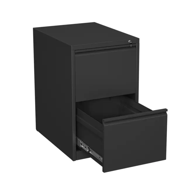 2 Drawer Steel Files Storage Filing Cabinet Office Shelves File Organise Black 3