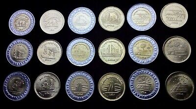 EGYPT FULL 18 Coins SET, 50 Piastres 1 Pound 2019, Commemorative,UNC, BIMETALLIC