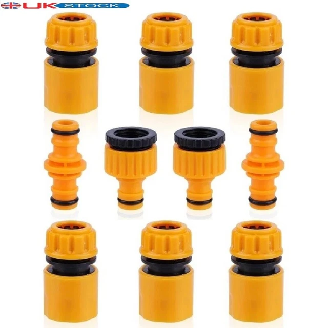 10X GARDEN HOSE Tap Connector Hose Pipe Fittings Kit Quick Connectors ...