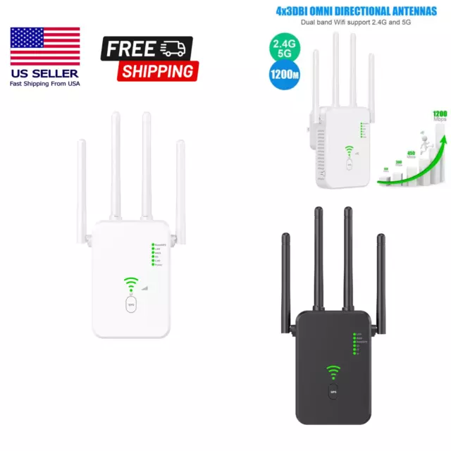 WiFi Range Extender Repeater 1200Mbps Wireless Amplifier Router Signal Booster