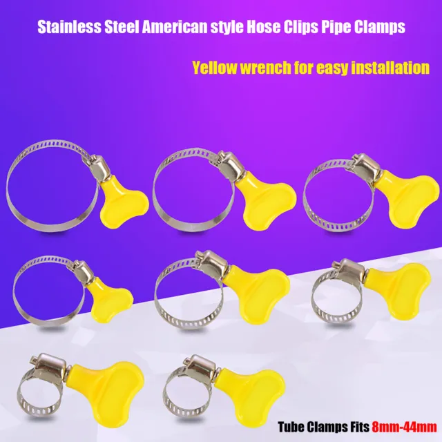 Stainless Steel American style Hose Clips Pipe Clamps - jubilee type - 8 - 44mm