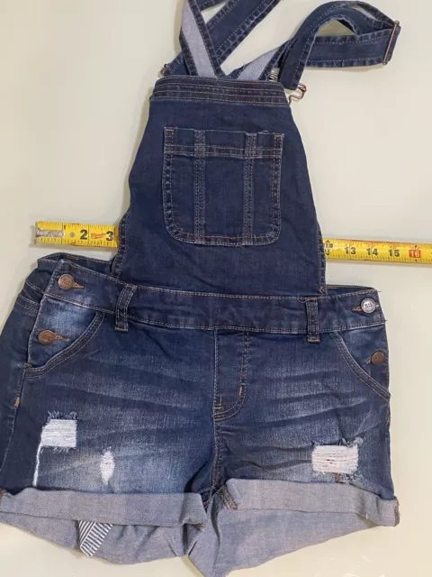 Wax Jean Distressed Blue Shorts Overalls Juniors Size M Shortalls NWT
