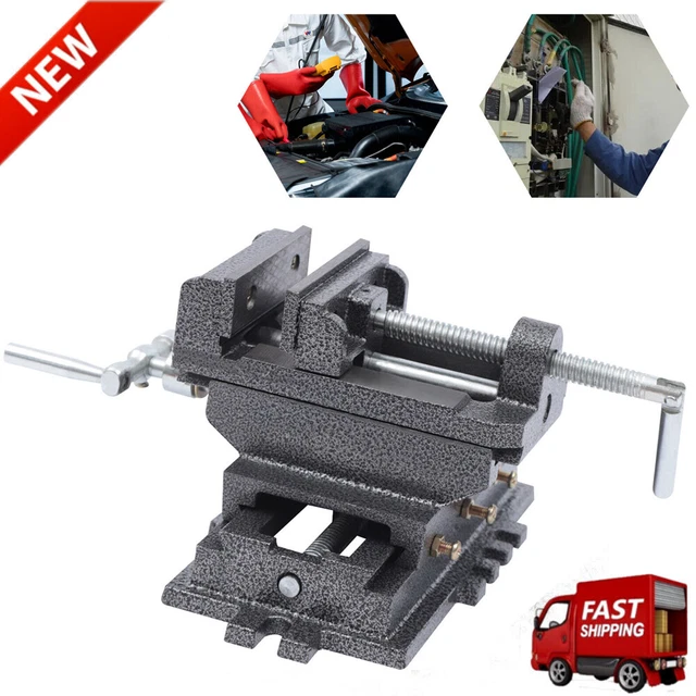 4" Cross Drill Press Vise Slide Metal Milling EDM 2 Way X- Y Clamp Machine Black