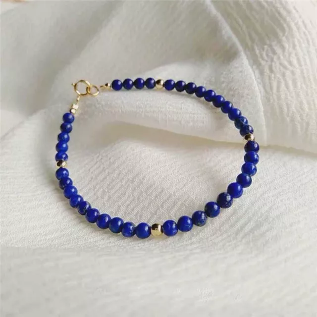 4MM Natural Lapis Lazuli Beads Bracelet Lucky Cuff Yoga All Saints' Day Souvenir