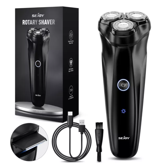 3D Men's Electric  Shaver Razor Washable Head Pop Up Trimmer Rotary Shaving