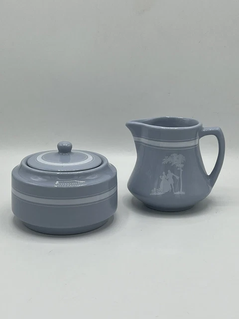 Vintage McNicol Paragon China Periwinkle Blue Sugar & Creamer Restaurant Ware