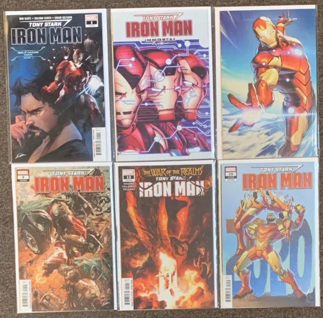 Tony Stark Iron Man #1,5,9,12,16,19 Marvel Comics Variants Slott Schiti Lot