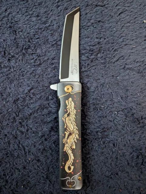 Japanese Art-Dragon-Tanto Blade Folding Knife
