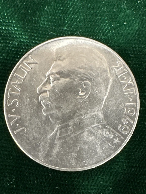 CZECHOSLOVAKIA 1949 Silver Coin 50 Corun 70 Years of I. STALIN