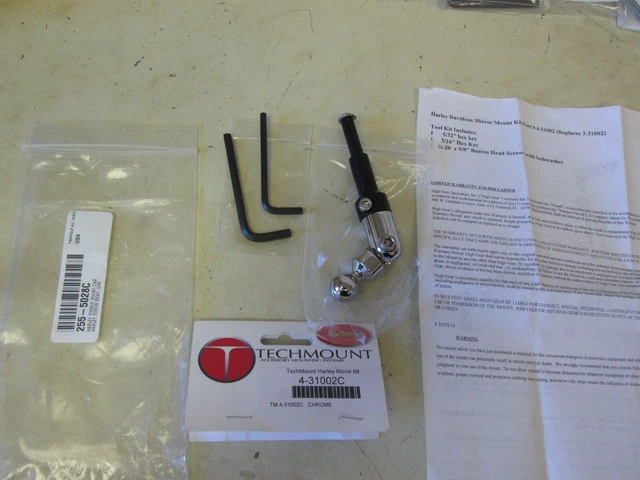 Techmount Motorcycle Mount Kit For Gps / Phone / Electronics - Harley Mirror Chr
