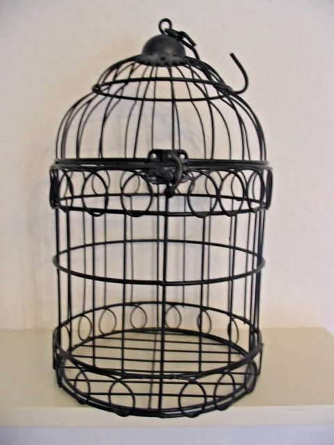 Decorative Black Metal Round Birdcage 12 Inches Tall