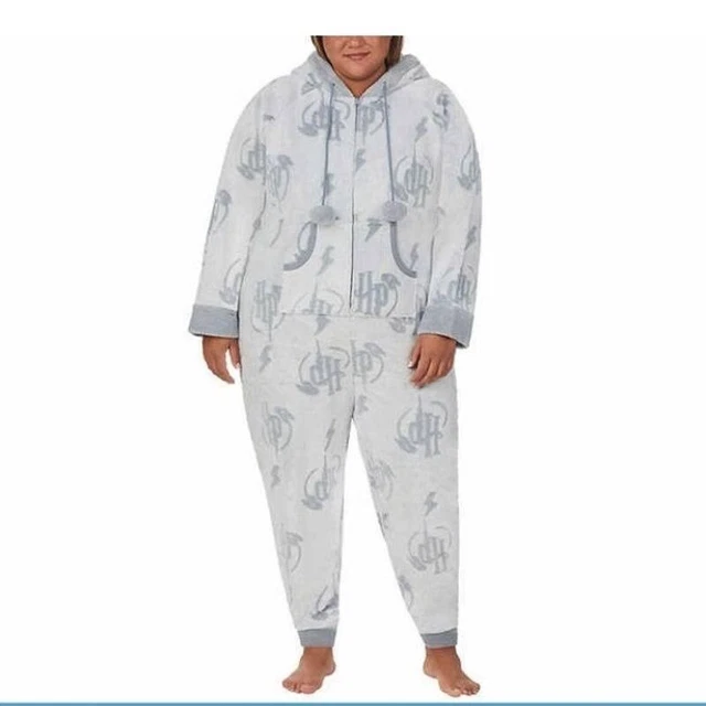 HARRY POTTER WIZARDING World One Piece Pajama Set Gray Union Suit Plus