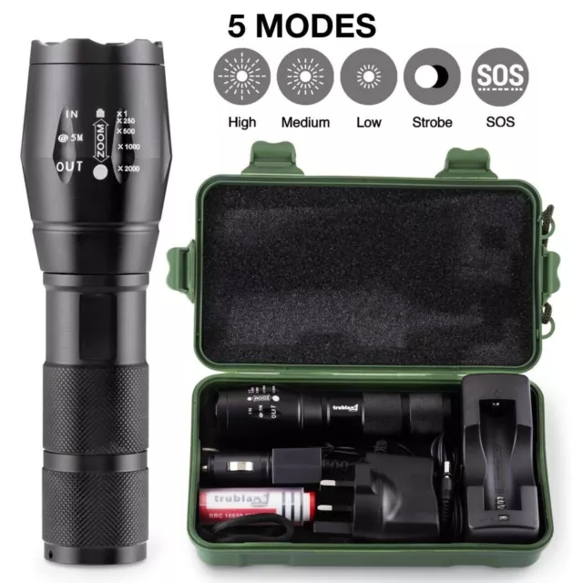 Super Bright CREE LED Rechargeable Power Tactical Flashlight Torch Flash Light 2