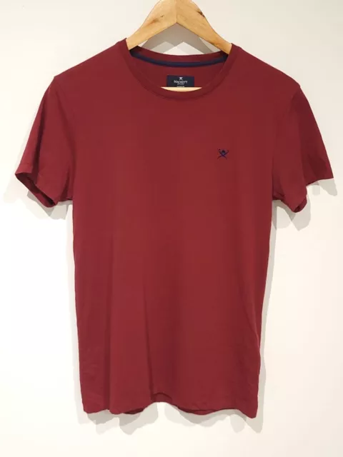 Hackett London  T-Shirt Mens SMALL Short Sleeve in Burgundy Classic Fit