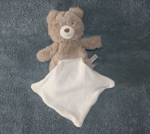 Sucre D'orge Doudou Ours Marron Gris Fourrure Mouchoir Poche Blanc Etoile Neuf