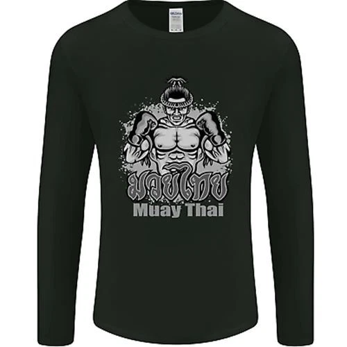 Muay Thai Boxe Mma Arti Marziali Kick da Uomo Manica Lunga T-Shirt