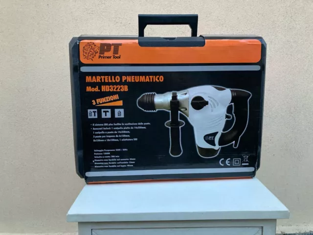 Martello Pneumatico Demolitore Prime Tool 3 Funzioni 1500W Sistema SDS Plus