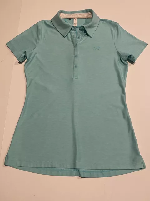 Under Armour Womens Zinger Short Sleeve Polo Top Teal 1272336 Xtra Small