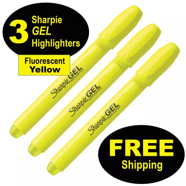 Sharpie 1780478 GEL Highlighter, Fluorescent Yellow, Pack of 3