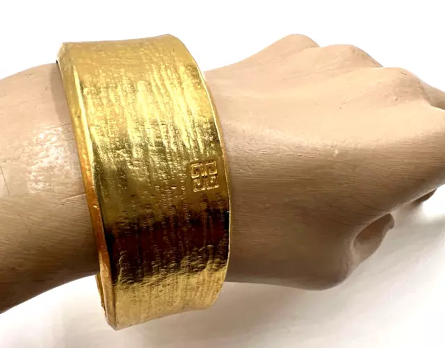 Givenchy Signed Vintage Goldtone Bracelet Large Cuff Fabulous Condition Estate!